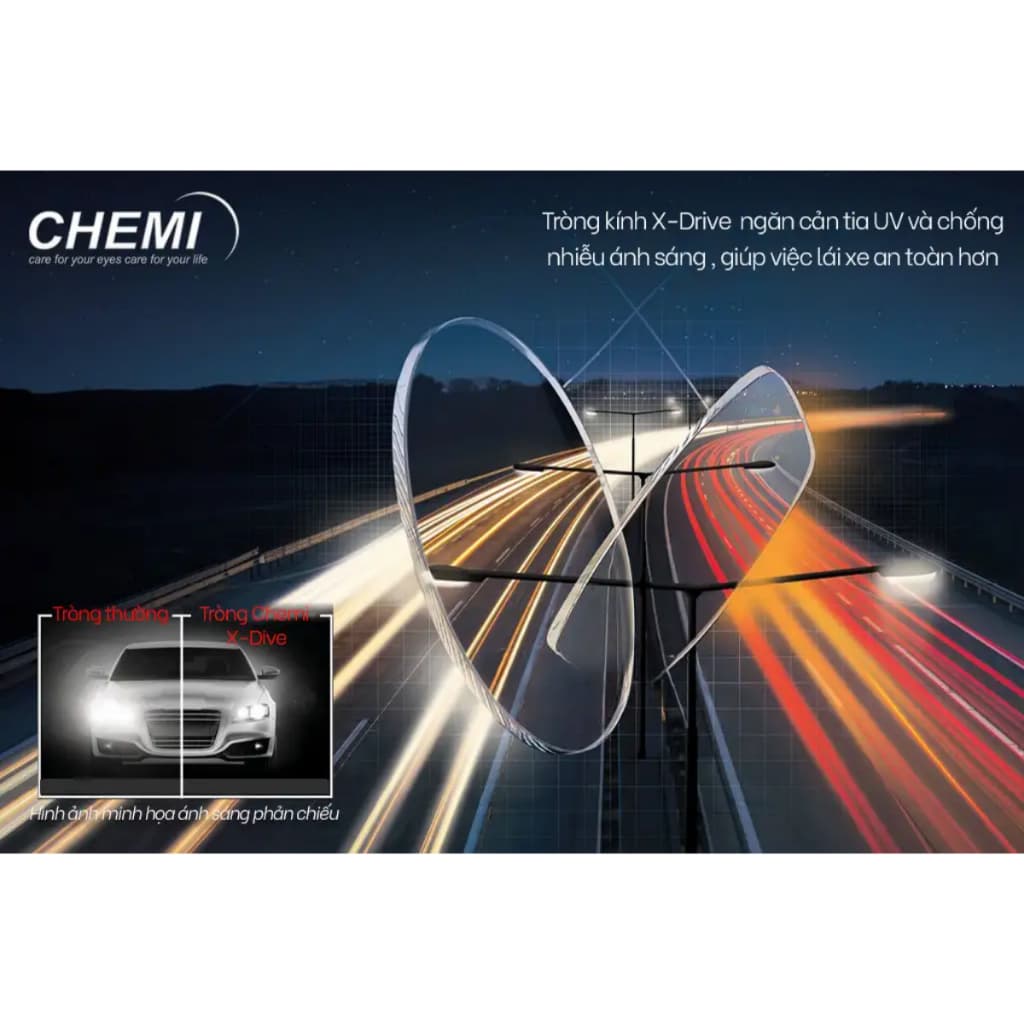 Tròng Kính Lái Xe Giảm Chói Chemi X-Drive 1.60 ASP Phù Hợp Thường Xuyên Lái Xe Có Lắp Độ Cận Loạn Yêu Cầu