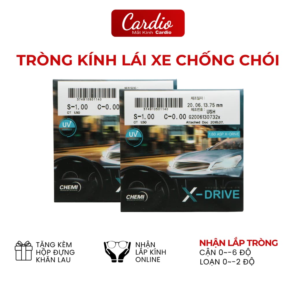 Tròng Kính Lái Xe Giảm Chói Chemi X-Drive 1.60 ASP Phù Hợp Thường Xuyên Lái Xe Có Lắp Độ Cận Loạn Yêu Cầu