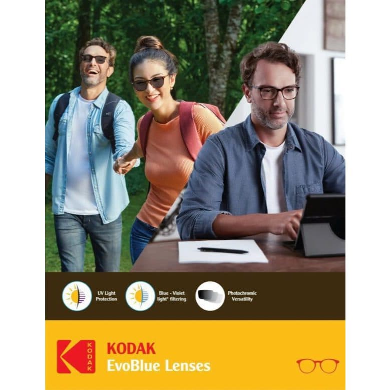 Tròng Kính Đổi Màu Khói Kodak 1.60 Asph EvoBlue Gray Clean'N CleAR Có Nhận Lắp Cận Loạn Yêu Cầu