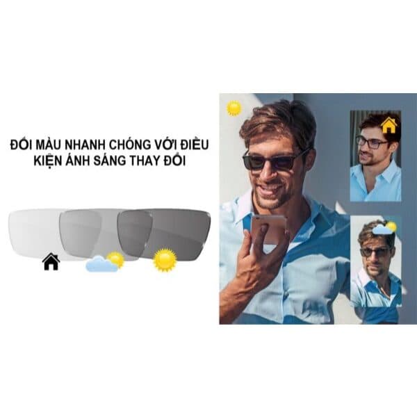 Tròng Kính Đổi Màu Khói Kodak 1.60 Asph EvoBlue Gray Clean'N CleAR Có Nhận Lắp Cận Loạn Yêu Cầu