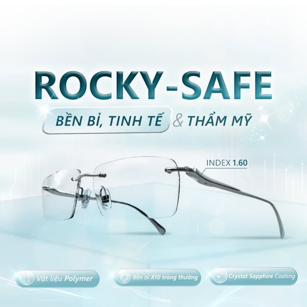 Tròng Kính Rocky Safe 1.60 Chống Bể Phù Hợp Làm Gọng Khoan Có Nhận Lắp Theo Độ Yêu Cầu