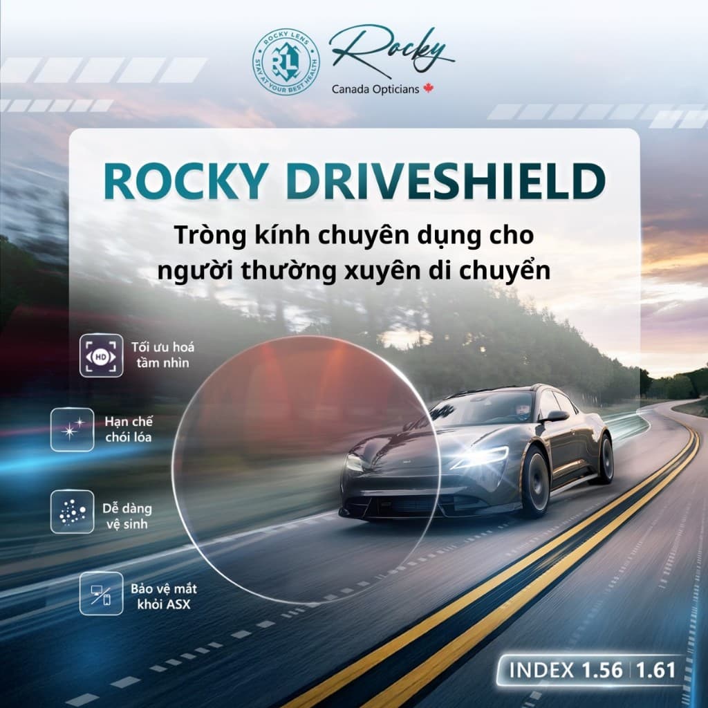 Tròng Kính Lái Xe Chống Chói Rocky DriveShield Hỗ Trợ Chống Chói Đèn Xe Lái Xe An Toàn Lắp Được Cận Loạn Yêu Cầu