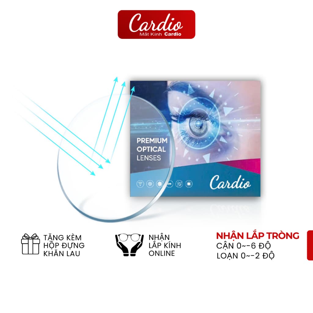 Tròng Kính Cận Loạn Chống Ánh Sáng Xanh, Đổi Màu Khi Ra Nắng 1.56 Mắt Kính Cardio Nhận Lắp Kính Chính Xác Chất Lượng