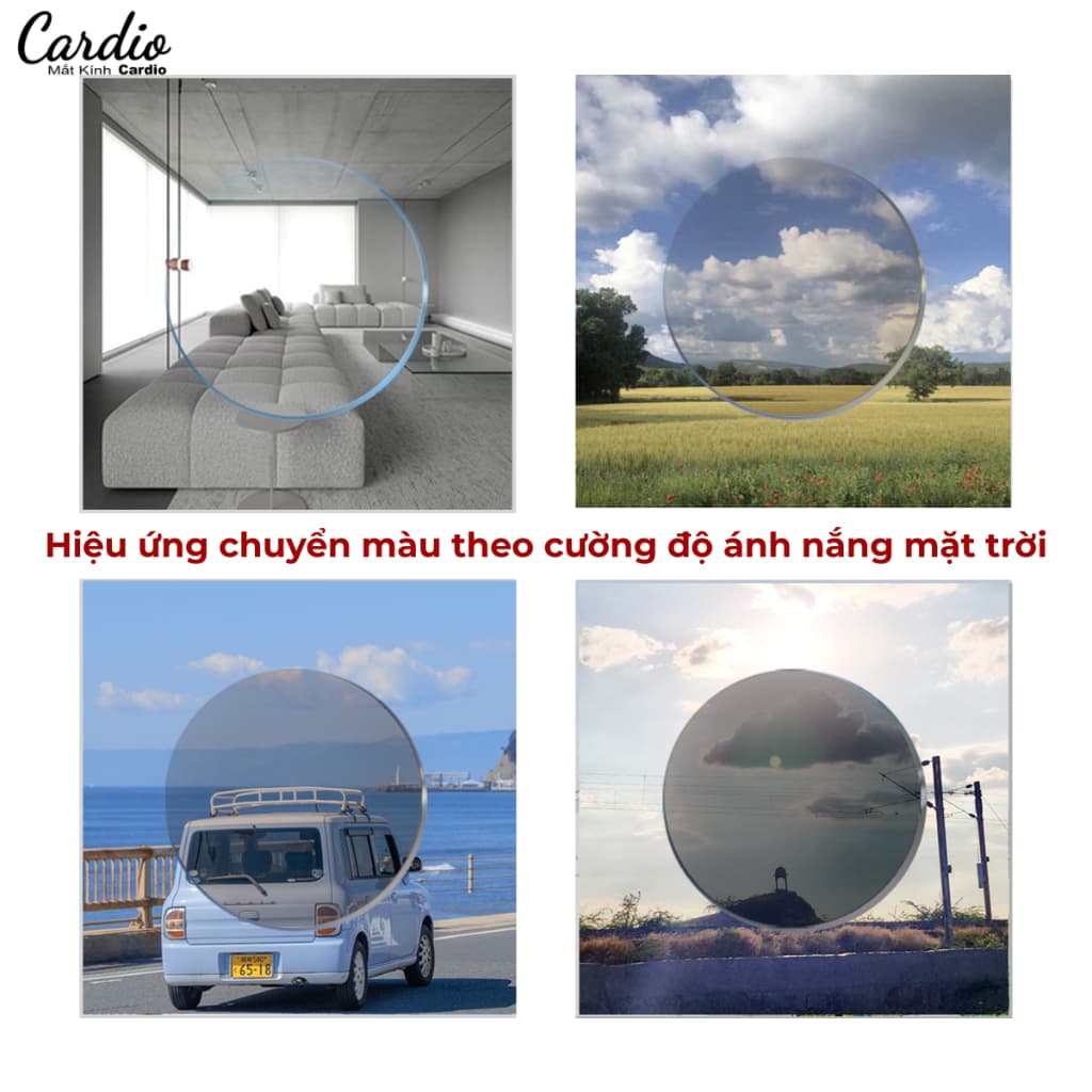 Tròng Kính Cận Loạn Chống Ánh Sáng Xanh, Đổi Màu Khi Ra Nắng 1.56 Mắt Kính Cardio Nhận Lắp Kính Chính Xác Chất Lượng