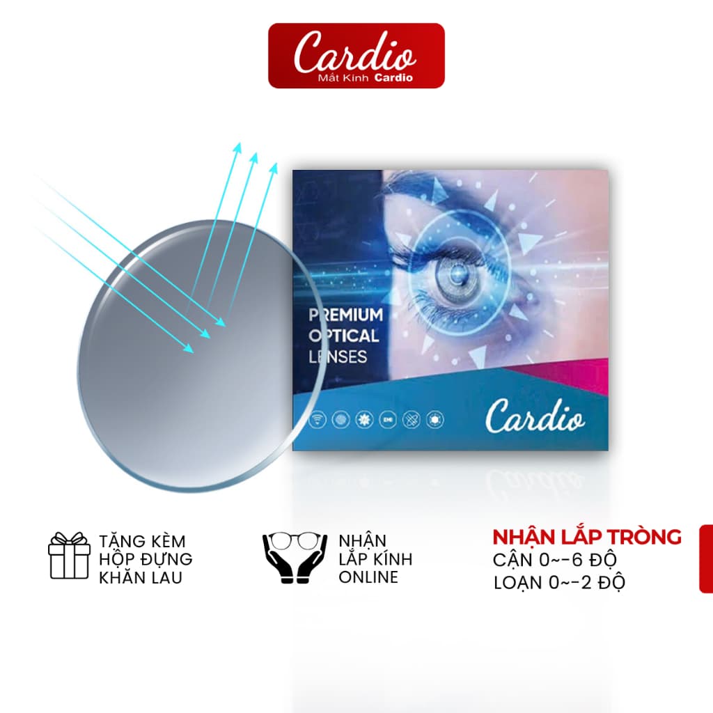 Tròng Kính Đổi Màu Khói Chống Ánh Sáng Xanh Bảo Vệ Mắt Cardio Có Độ Nhận Lắp Sẵn Tròng Chính Xác Chất Lượng