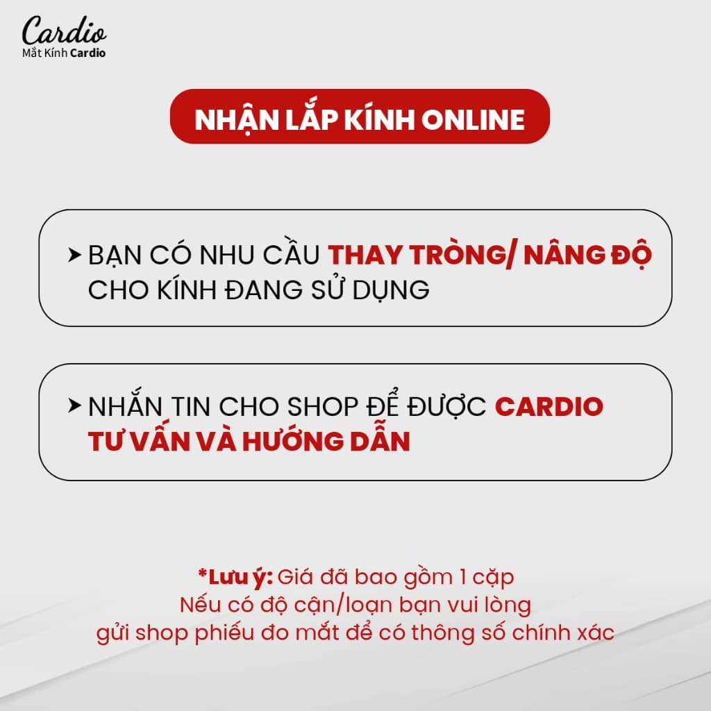 Tròng Kính Đổi Màu Khói Chống Ánh Sáng Xanh Bảo Vệ Mắt Cardio Có Độ Nhận Lắp Sẵn Tròng Chính Xác Chất Lượng
