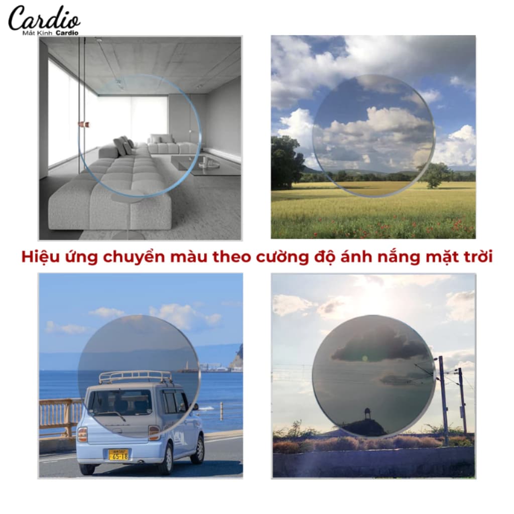 Tròng Kính Đổi Màu Khói Chống Ánh Sáng Xanh Bảo Vệ Mắt Cardio Có Độ Nhận Lắp Sẵn Tròng Chính Xác Chất Lượng