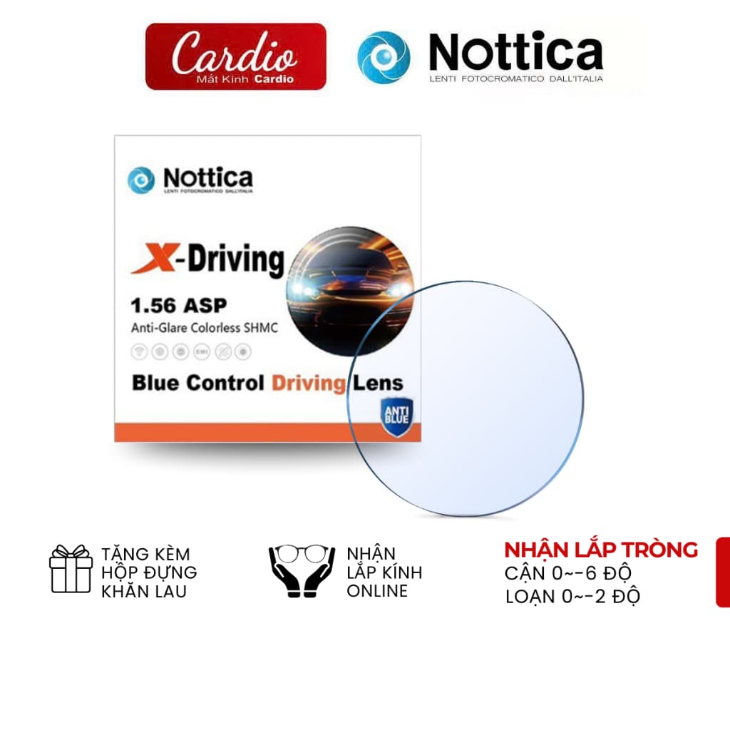 Tròng Kính X-Driving Nottica Chống Chói Chuyên Dụng Lái Xe, Tròng Kính Cận Loạn Chống Chói Có Nhận Thay Tròng