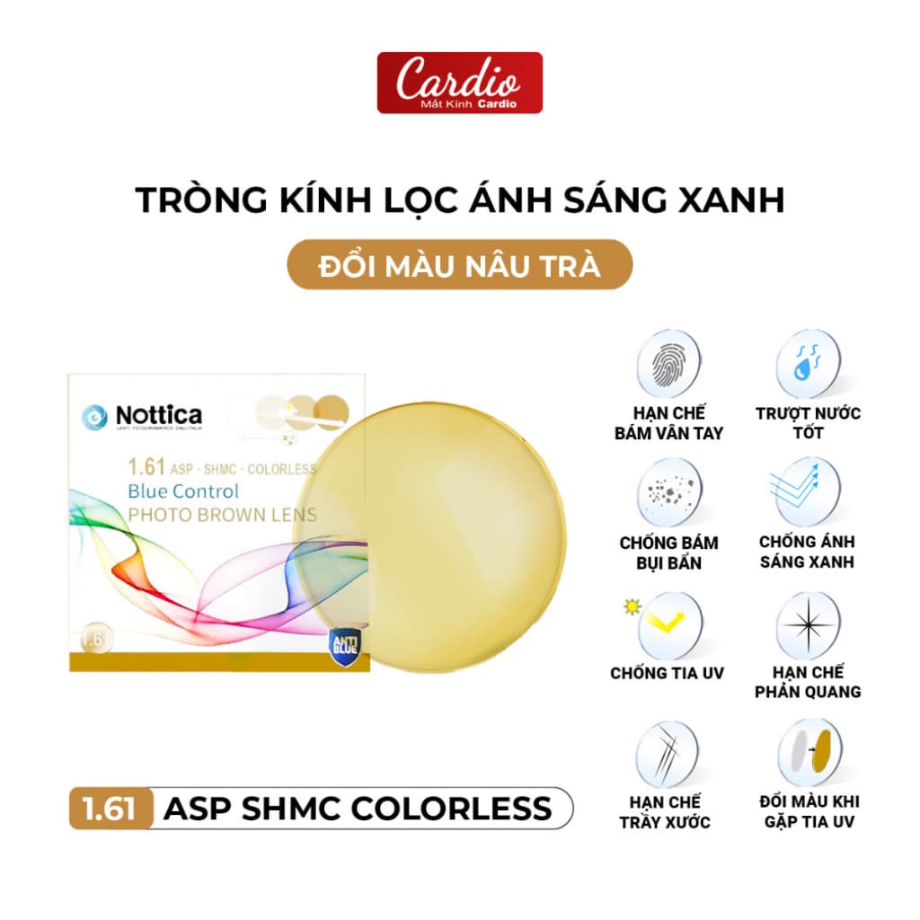 Tròng Kính Đổi Nhiều Màu Nottica Màu Trendy Lọc Ánh Sáng Xanh Chống UV Chiết Suất 1.61