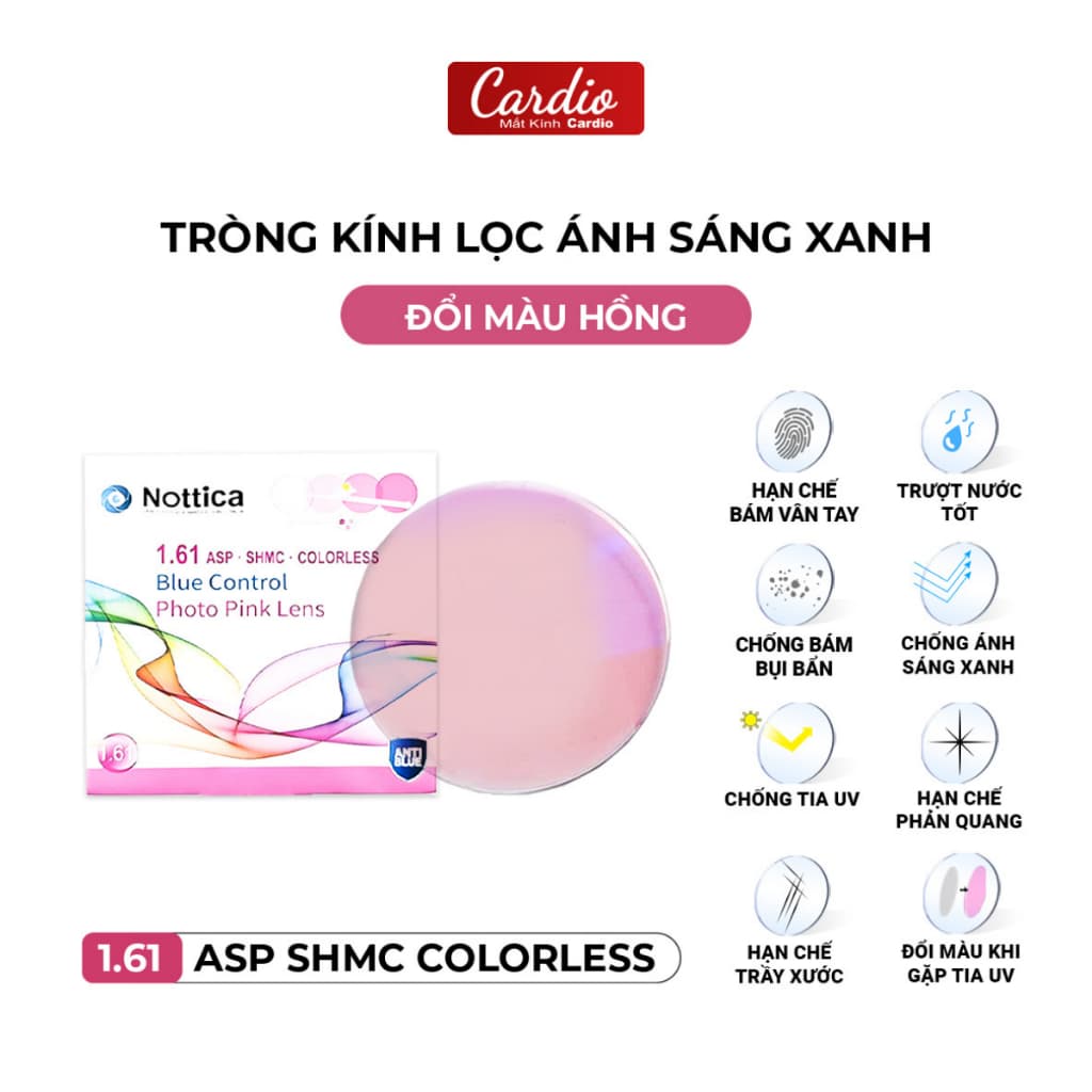 Tròng Kính Đổi Nhiều Màu Nottica Màu Trendy Lọc Ánh Sáng Xanh Chống UV Chiết Suất 1.61