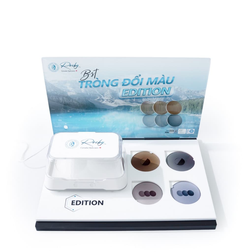 Tròng Kính Đổi Màu Nâu Trà RocKy Edition Chống Ánh Sáng Xanh Chống UV Lắp Được Cận Loạn