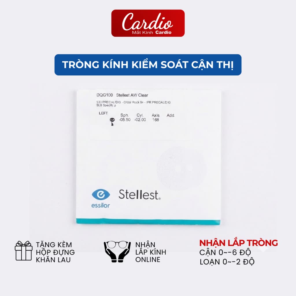 Tròng Kính Essilor Stellest Kiểm Soát Làm Chậm Tiến Triển Cận Thị Có Nhận Lắp Theo Độ Cận Yêu Cầu
