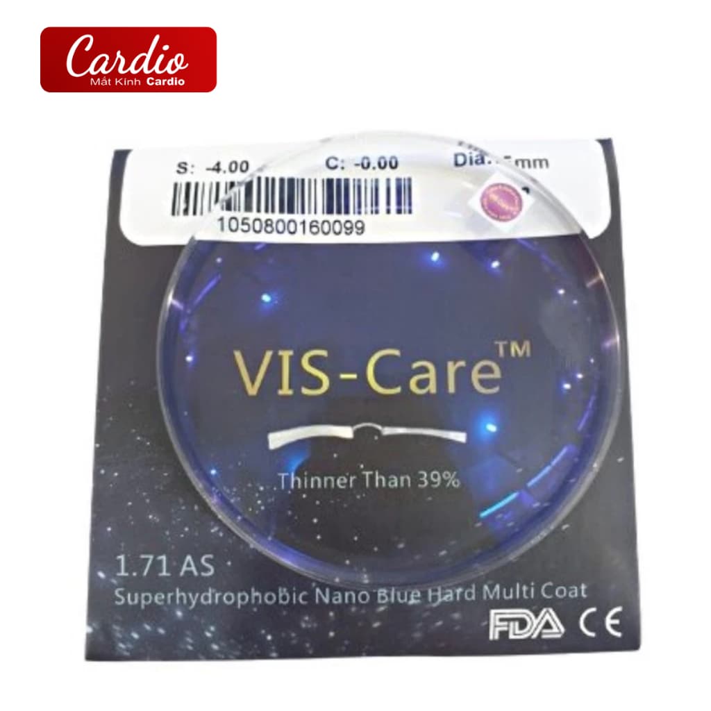 Tròng Kính Vis Care Nano Blue SHMC Lọc Ánh Sáng Xanh Chiết Suất Cao Chính Hãng Singapore