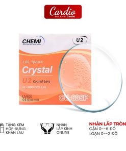 Tròng Kính Cận Chemi Crystal U2 Coated Chống UV400 Hàn Quốc Lắp Được Độ Cận Loạn Yêu Cầu