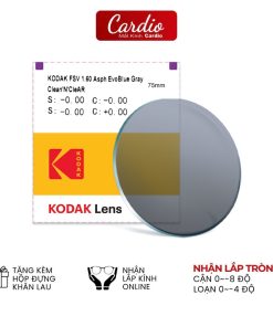 Tròng Kính Đổi Màu Khói Kodak 1.60 Asph EvoBlue Gray Clean'N CleAR Có Nhận Lắp Cận Loạn Yêu Cầu