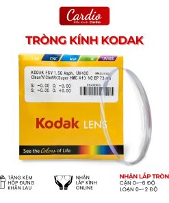 Tròng Kính Cận Kodak Siêu Mỏng, Lớp Phủ FSV Asph UV400 Clean&Clear (Super HMC A+)
