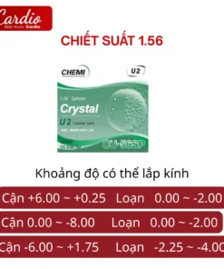Tròng Kính Cận Chemi Crystal U2 Coated Chống UV400 Hàn Quốc Lắp Được Độ Cận Loạn Yêu Cầu 8