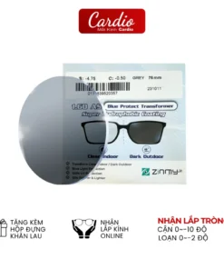 Tròng Kính Đổi Màu Khói Chống UV Zinmy 1.60 AS Đổi Màu Thời Trang Cardio Có Nhận Lắp Tròng Theo Độ Yêu CầuZINMY Transfo 1