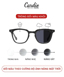 Tròng Kính Đổi Màu Khói Chống UV Zinmy 1.60 AS Đổi Màu Thời Trang Cardio Có Nhận Lắp Tròng Theo Độ Yêu CầuZINMY Transfo 3