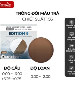 Tròng Kính Đổi Màu Nâu Trà RocKy Edition Chống Ánh Sáng Xanh Chống UV Lắp Được Cận Loạn 6