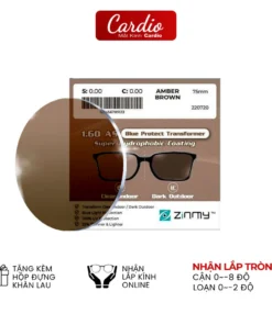 Tròng Kính Đổi Màu Nâu Trà Zinmy 1.60 AS Lọc Ánh Sáng Xanh Chống UV Cardio Có Nhận Lắp Tròng Cận Loạn Yêu Cầu 1