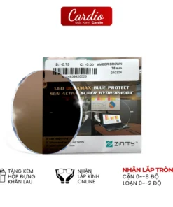 Tròng Kính Zinmy Duramax 1.60 ASX Đổi Màu Nâu Hạn Chế Vỡ Tối Ưu Phù Hợp Làm Kính Gọng Khoan Có Nhận Lắp Tròng Cardio 1