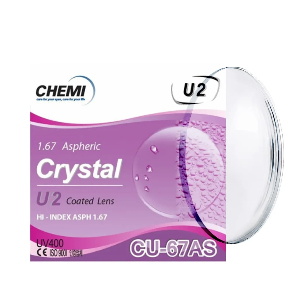 Tròng Đánh Chemi Single Vision 1.67 ASP Crystal U2 Coated