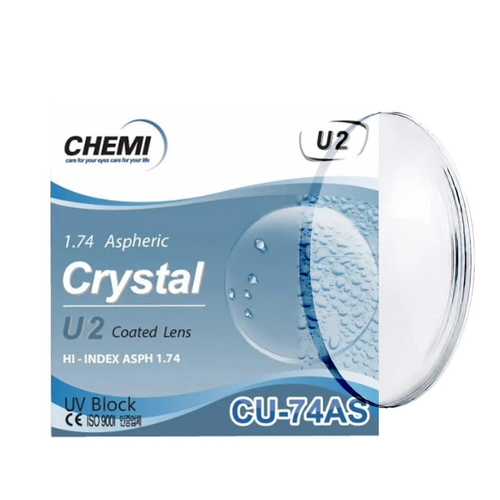 Tròng Đánh Chemi Single Vision 1.74 ASP Crystal U2 Coated