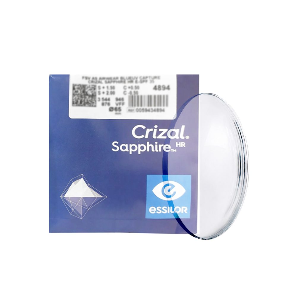 Tròng Kính Chống Vỡ Essilor Crizal Sapphire HR 1.59 AS Airwear BlueUV Capture