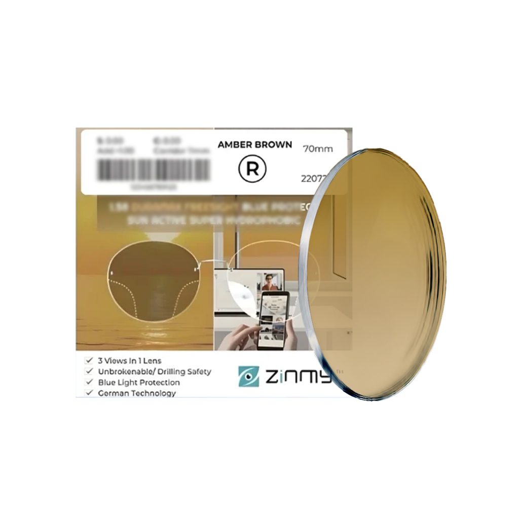 Tròng Kính Đa Tròng Đổi Màu Nâu Zinmy 1.60 Duramax Freesight Amber Brown