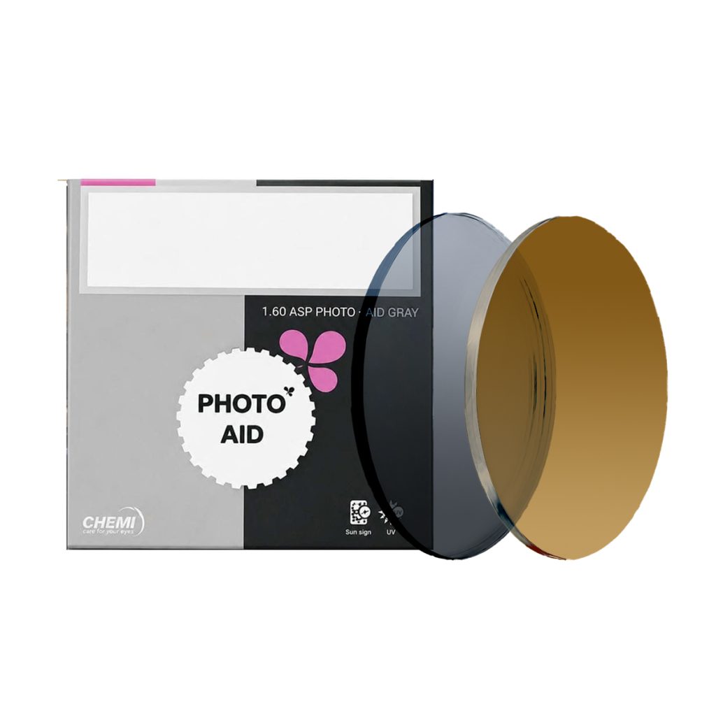 Tròng Kính Đổi Màu Chemi 1.60 SP Photo Aid Coated (Khói / Trà)