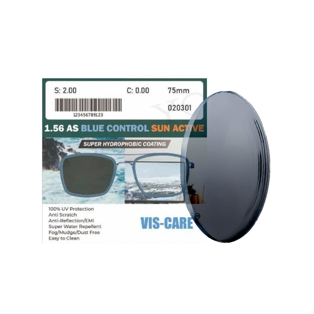 Tròng Kính Đổi Màu Viscare 1.56 AS Blue Sun Active Brown