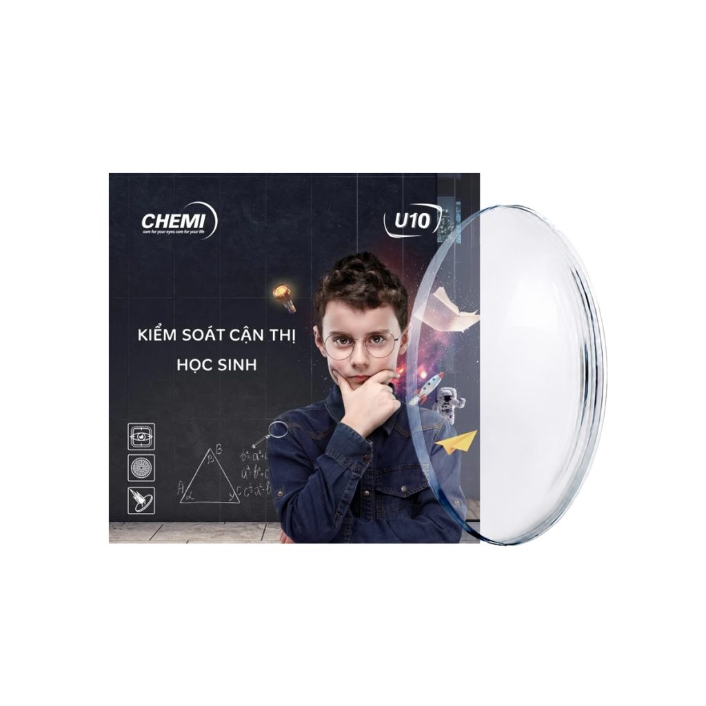 Tròng Kính Kiểm Soát Cận Thị Chemi U10 PC HMC 1.59 SP Myopia Control Lens