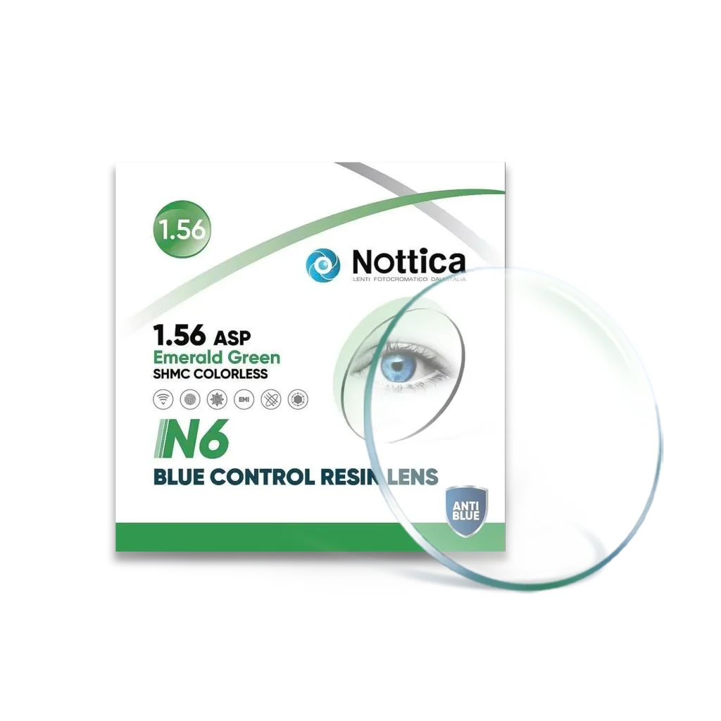 Tròng Kính Nottica N6 Series 1.56 ASP Emerald Green Chống Ánh Sáng Xanh